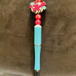 Colorful Beaded Pen with Floral Design